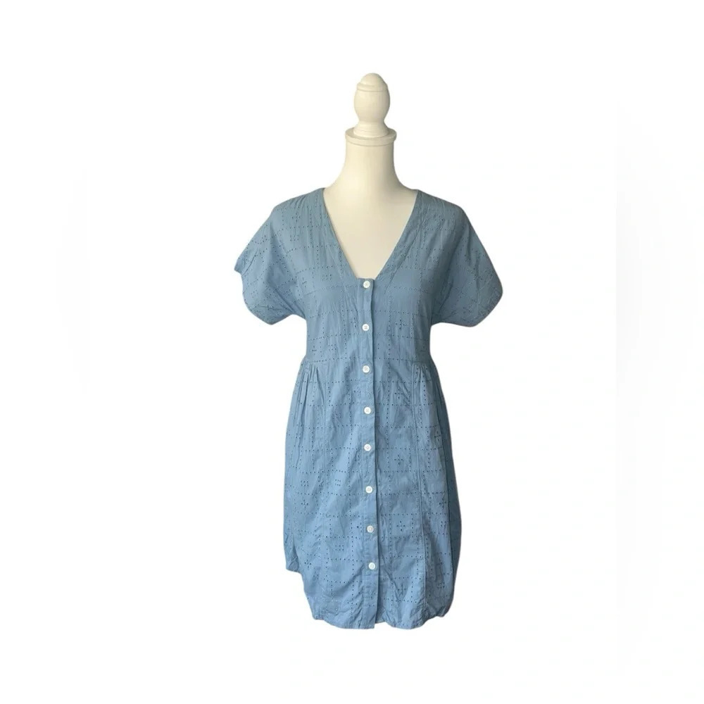 MADEWELL - Button-Front V-Neck Mini Dress Sz XXS - Picture 3 of 11